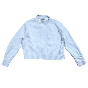 J. Crew Crop Sweater Womens S Small Light Sky Blue Turtleneck Cropped Shirt Top